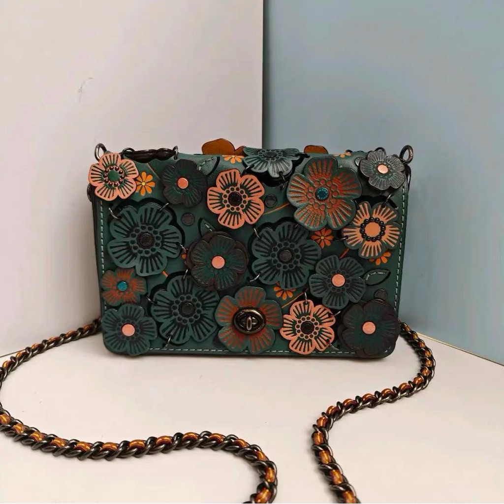Coach Dinky 24 With Linked Tea Rose Crossbody Bag (Style Number 21585)